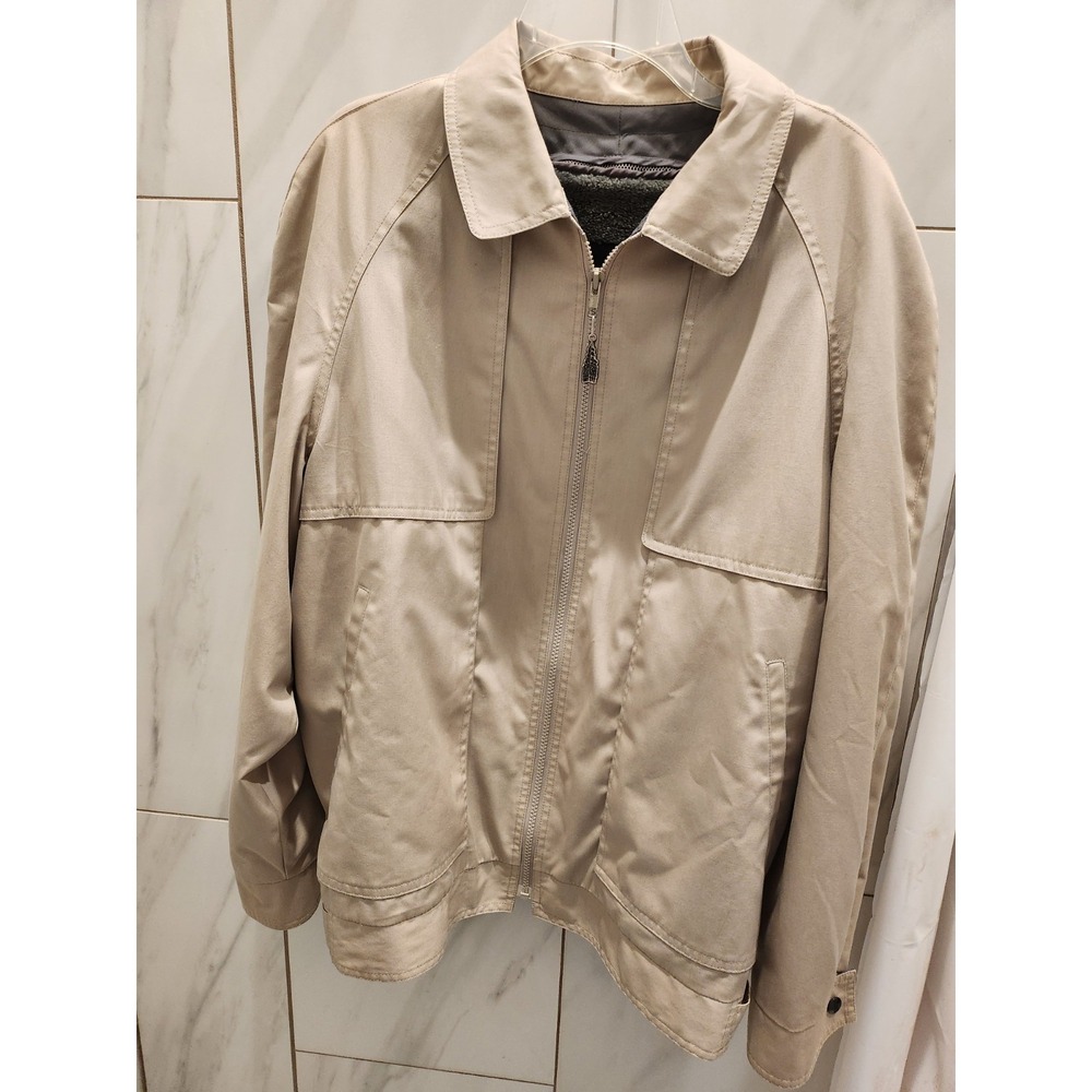 London Fog,Men's 44 Regular,Jacket,Full Zip Fleece Lined,Collared Coat,Tan/Beige